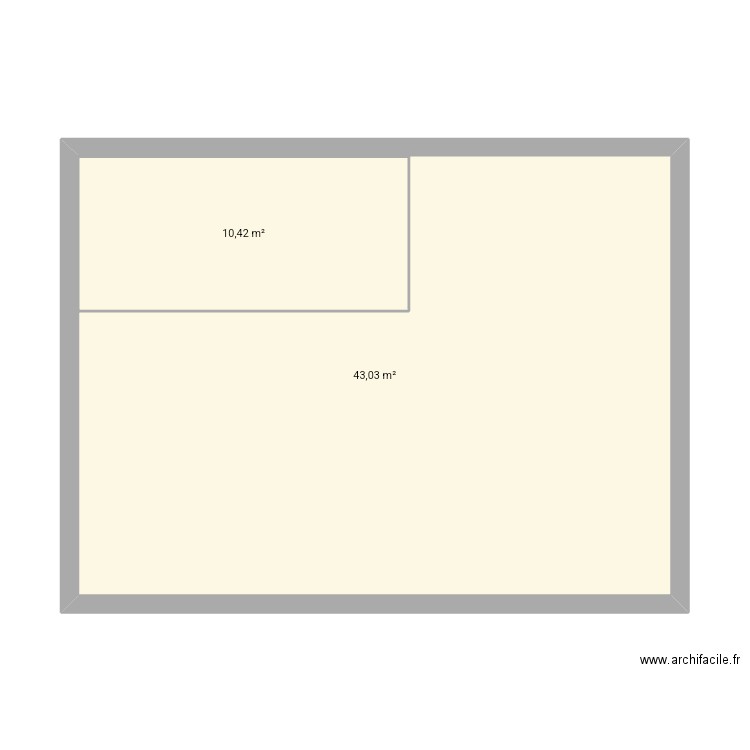 1er étage. Plan de 2 pièces et 64 m2