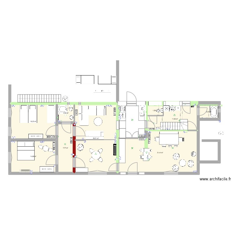 rdc dec 2026. Plan de 9 pièces et 118 m2