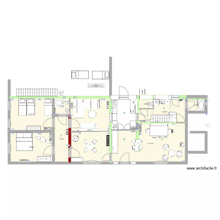 rdc dec 2026. Plan de 9  et 118 m²
