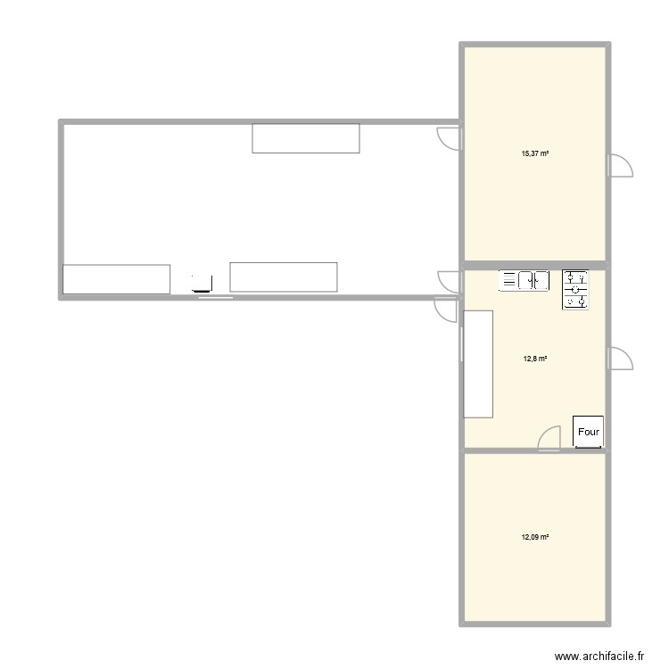 plan boucherei 3. Plan de 3 pièces et 40 m2