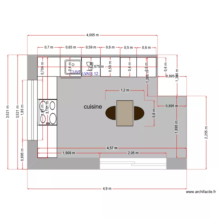 cuisine implantation évier et lave-vaisselle. Plan de cuisine implantation évier et lave-vaisselle. Plan de