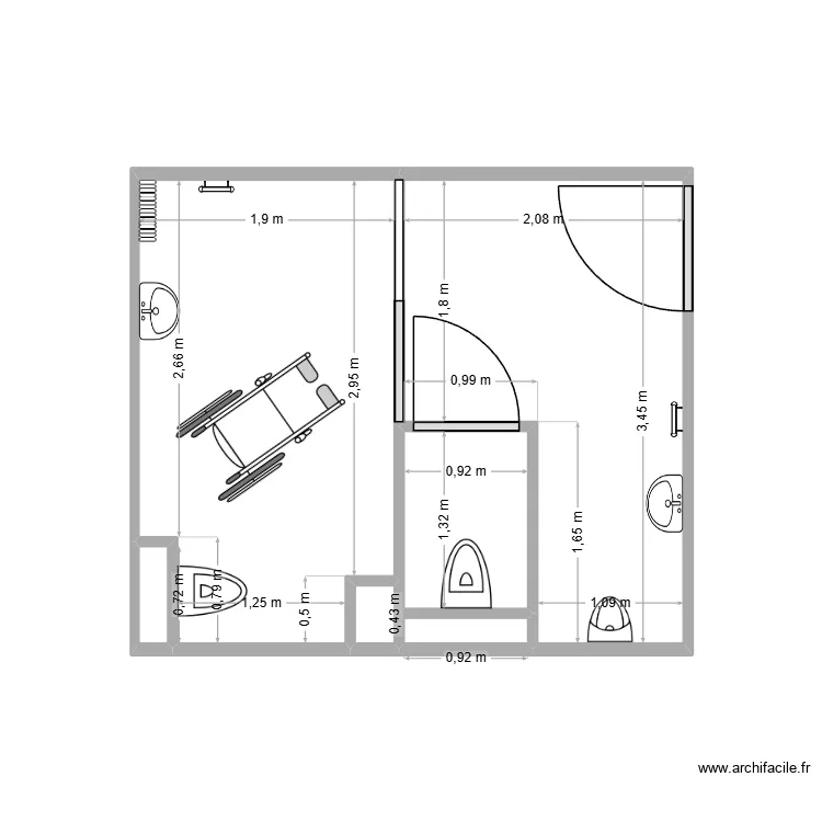 Lorient - Sanitaire projection 2. Plan de 6 pièces et 13 m² Lorient - Sanitaire projection 2. Plan de 6 pièces et 13 m²