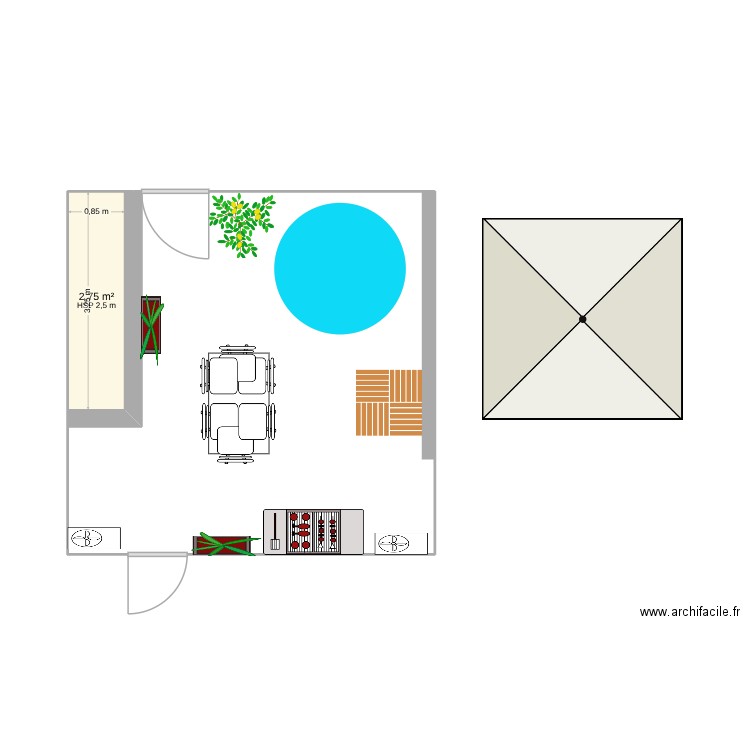 exterieur 3. Plan de 1 pièce et 3 m2