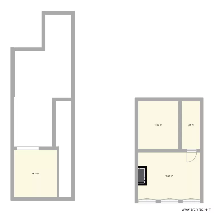 PORT GANDA. Plan de 4  et 52 m²