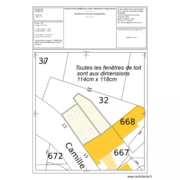 plan cadastral avec modifications. Plan de 