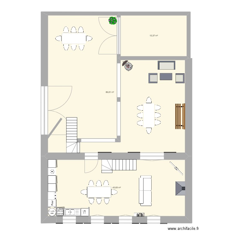 vidal 1. Plan de 3 pièces et 146 m2