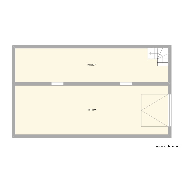 Sous-sol. Plan de 2 pièces et 71 m2