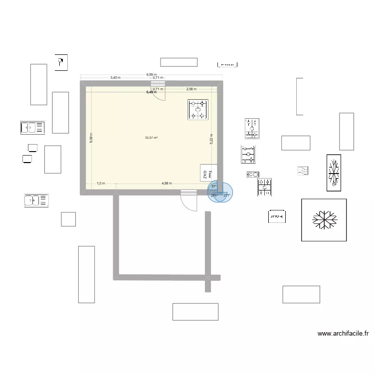 cuisine test. Plan de 