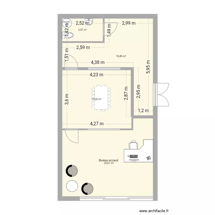 BUREAU DEPOT FINALISE. Plan de 4 Pièces et 59 m²