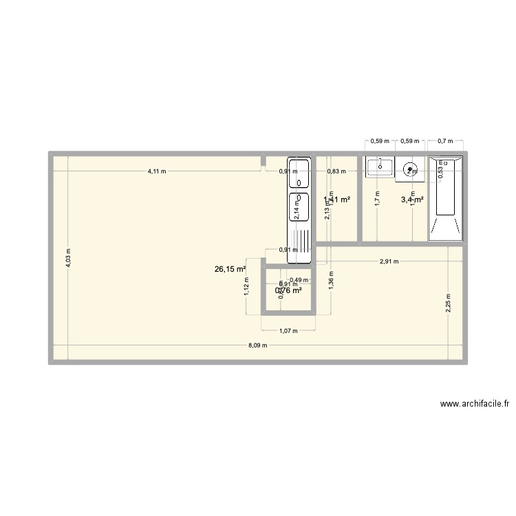 SCI CYPRES BLEUX. Plan de 4 pièces et 32 m2