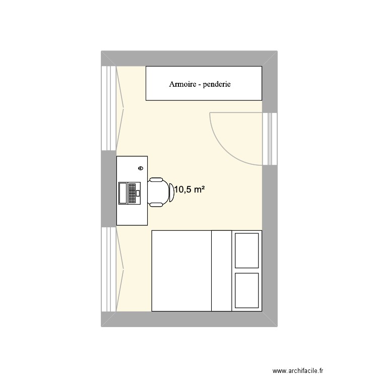CHAMBRE. Plan de 1 pièce et 11 m2