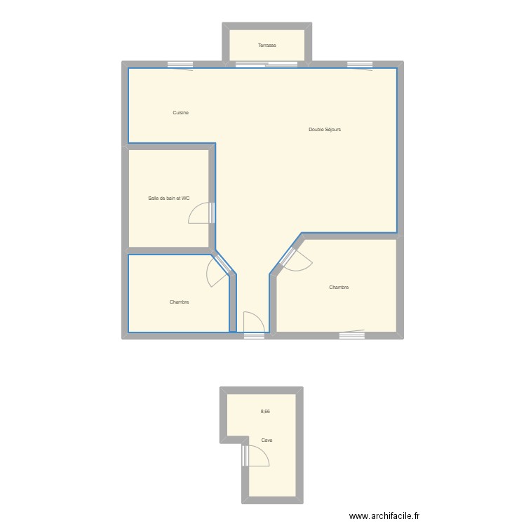2 ème frangy. Plan de 5 pièces et 113 m2