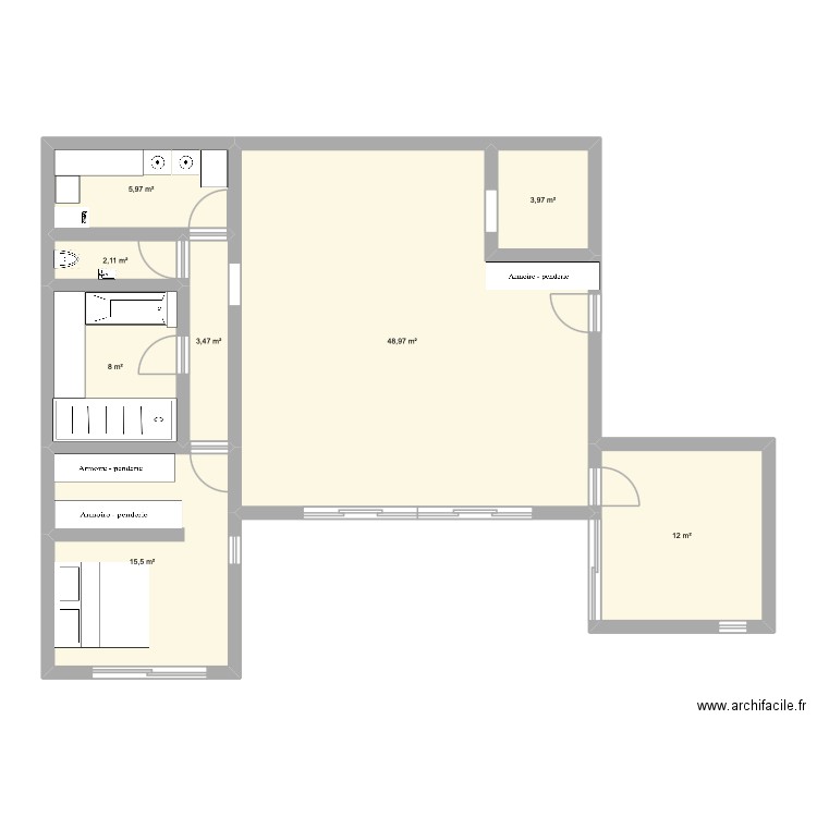 idee 2. Plan de 8 pièces et 100 m2
