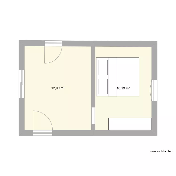 Chambres Bissy. Plan de 2 et 22 m² Chambres Bissy. Plan de 2 et 22 m²