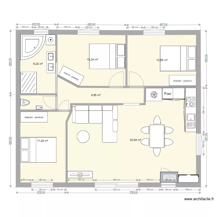 Appart haut Droite 2 bis. Plan de 