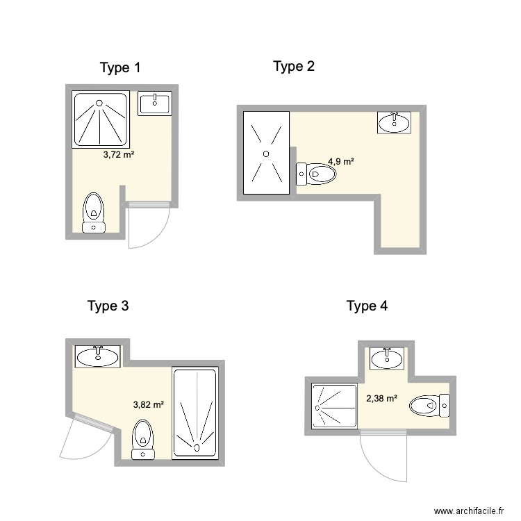 LES FLOTS BLEUS. Plan de 4 pièces et 15 m2