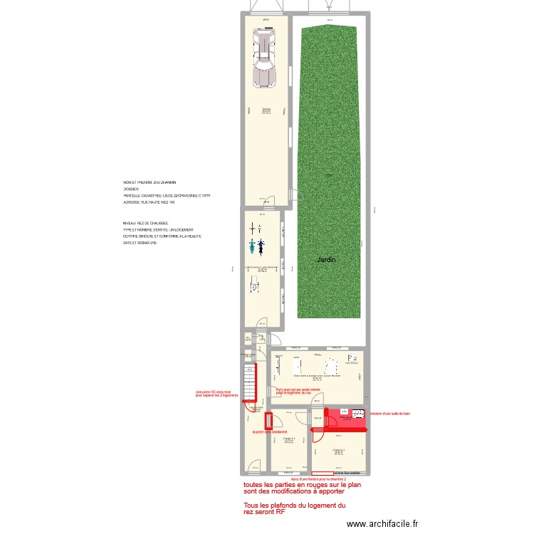 rez. Plan de 10 pièces et 142 m2