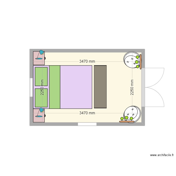 roulotte . Plan de 1 pièce et 8 m2