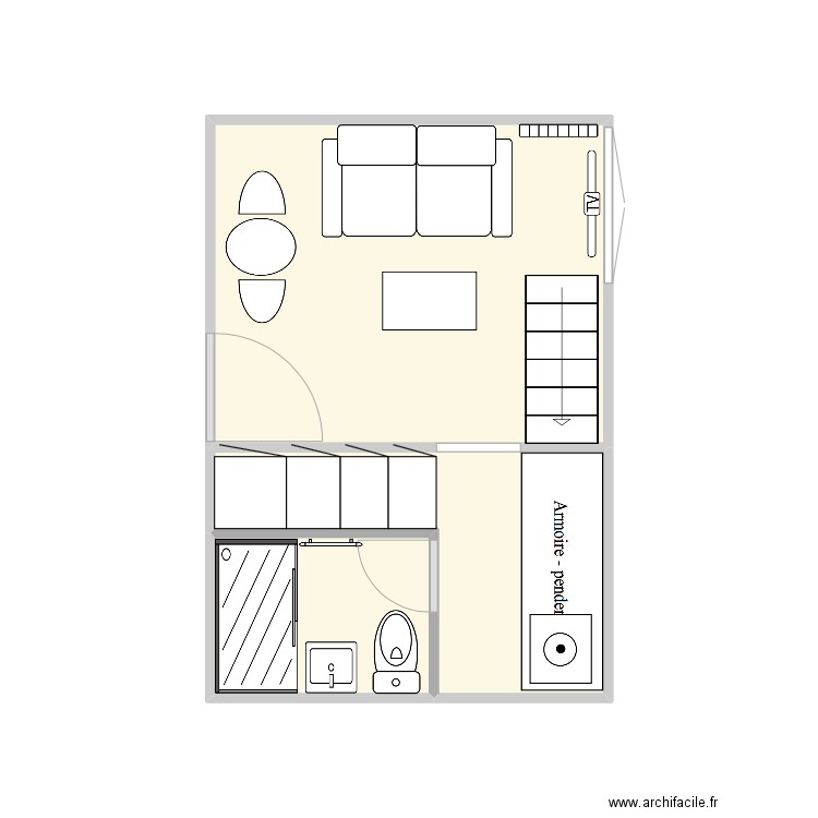 124 BSG. Plan de 3 pièces et 15 m2