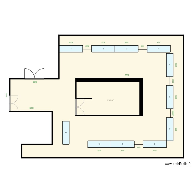 Capécure Hall 1. Plan de 13 pièces et 216 m2