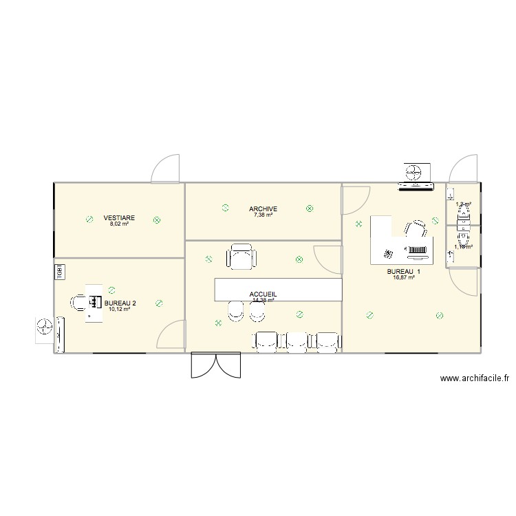 M.T.A SARL. Plan de 7 pièces et 59 m2