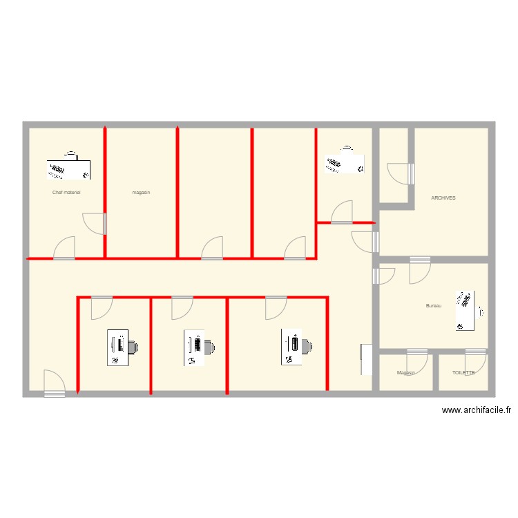 Plan actuel Niveau 1 ASSI CNMAN. Plan de 0 pièce et 0 m2