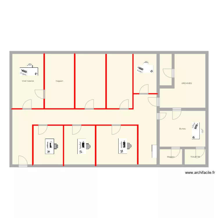 Plan actuel Niveau 1 ASSI CNMAN. Plan de 