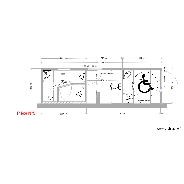 Bloc sanitaire. Plan de 0 pièce et 0 m2