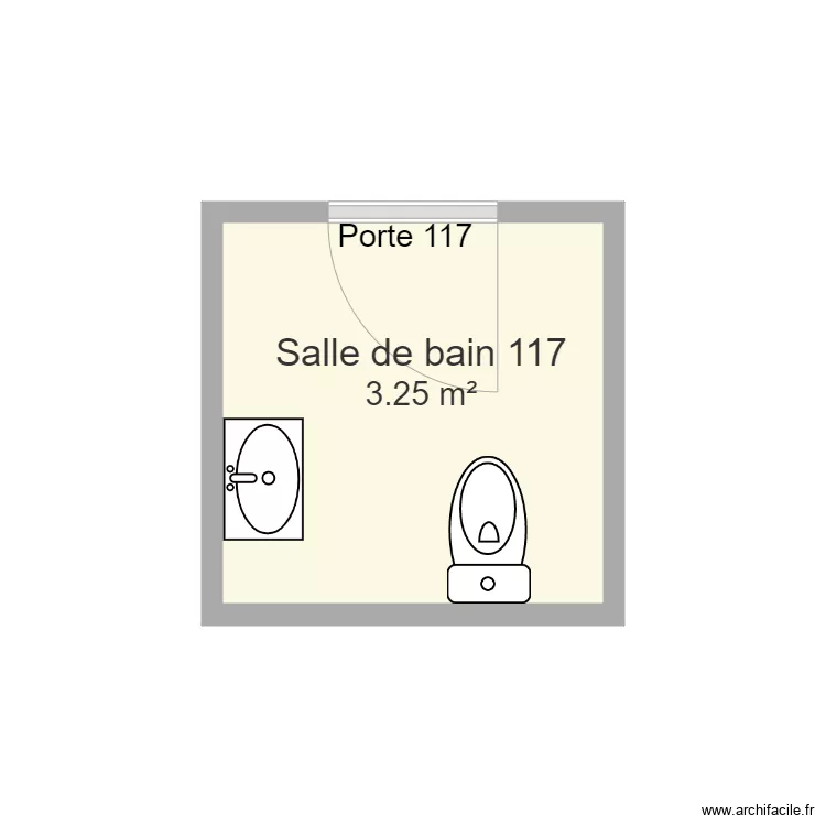 Salle de bain 117  SS1 g gym. Plan de 