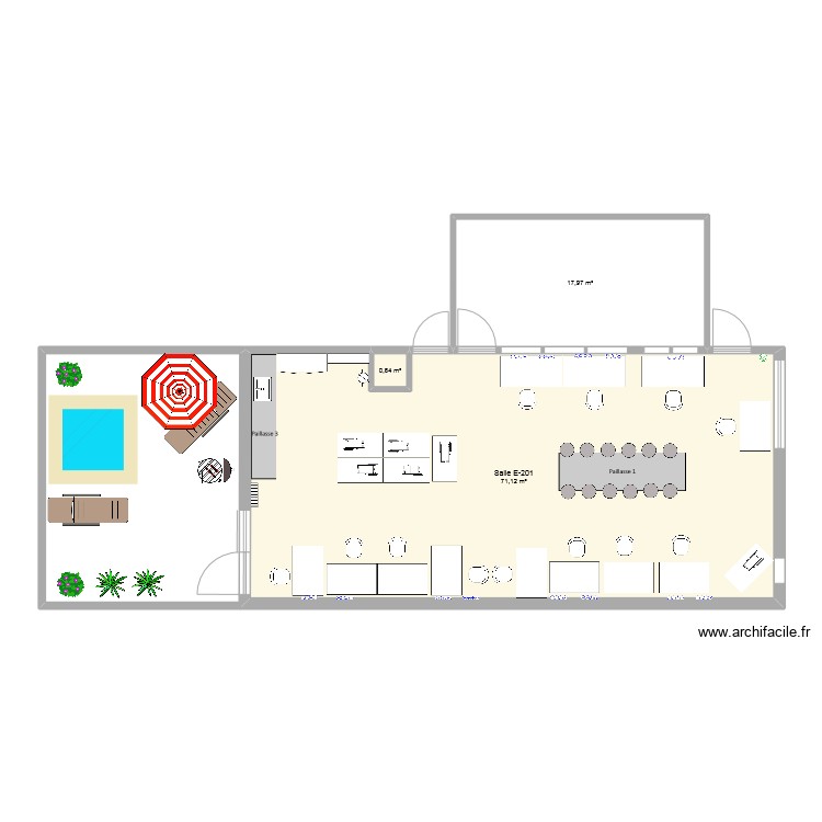 Salle E201  amenagement Maro. Plan de 0 pièce et 0 m2