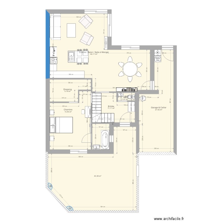 AGRANDISSEMENT CUISINE AU MILIEU. Plan de 0 pièce et 0 m2