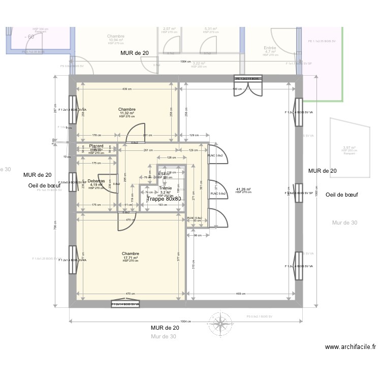 De Luc . Plan de 22 pièces et 243 m2