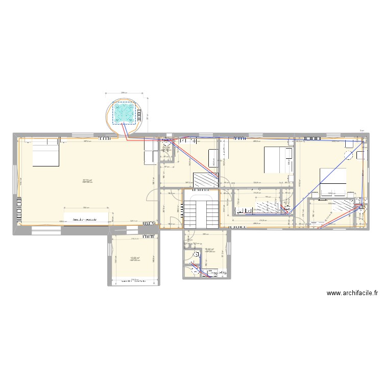 Notre chambre V2_7. Plan de 15 pièces et 154 m2