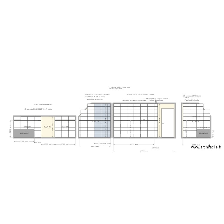 calepinage faience. Plan de 0 pièce et 0 m2