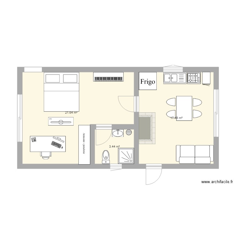 2 pièces. Plan de 0 pièce et 0 m2