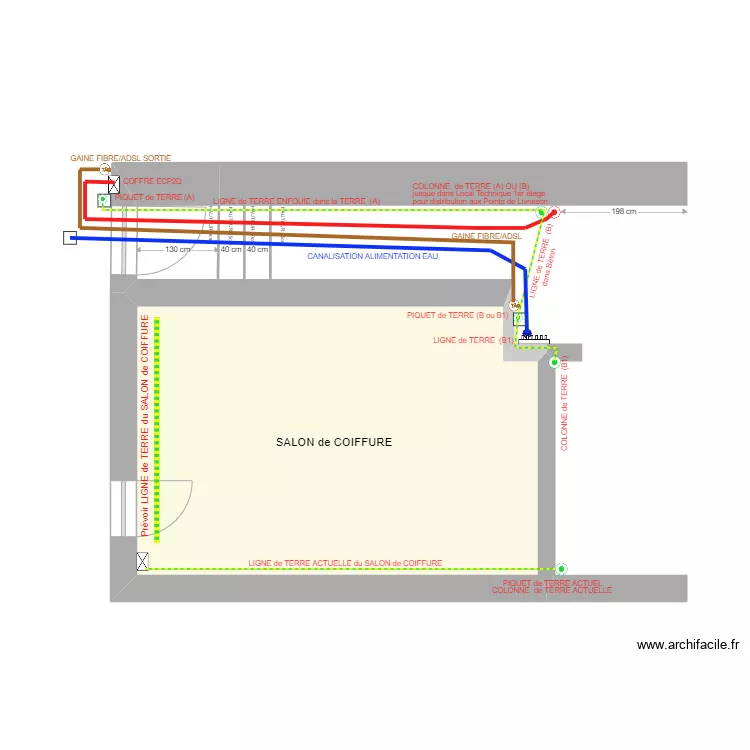 COURBET RDC enfouissement COUPE. Plan de COURBET RDC enfouissement COUPE. Plan de