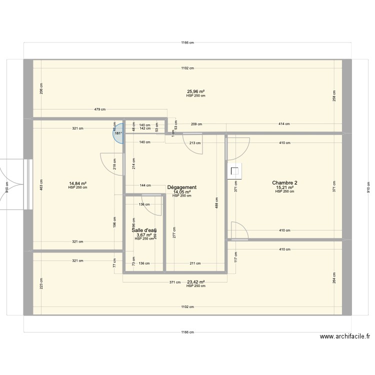 ETAGE MAISON. Plan de 6 pièces et 97 m2