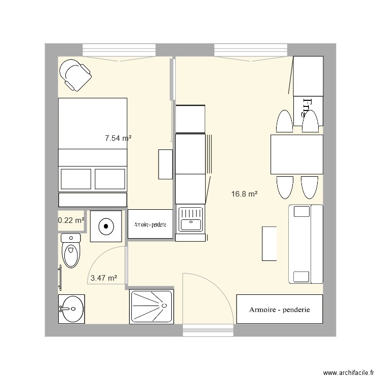 appartement studio2. Plan de 0 pièce et 0 m2