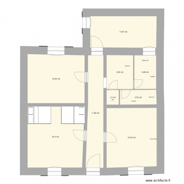 chambres et sdb dimention. Plan de 0 pièce et 0 m2