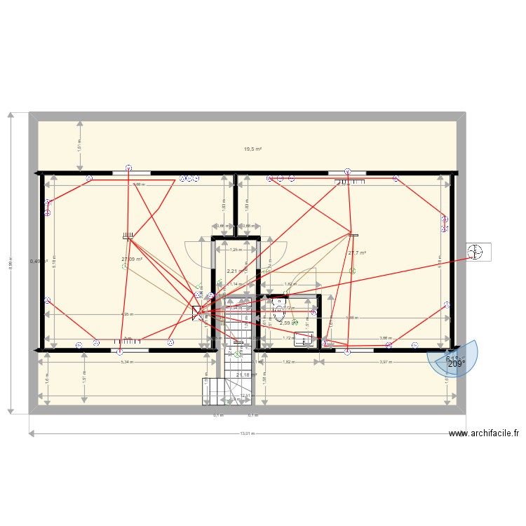 171 ter etage electricité 21 aout. Plan de 7 pièces et 101 m2