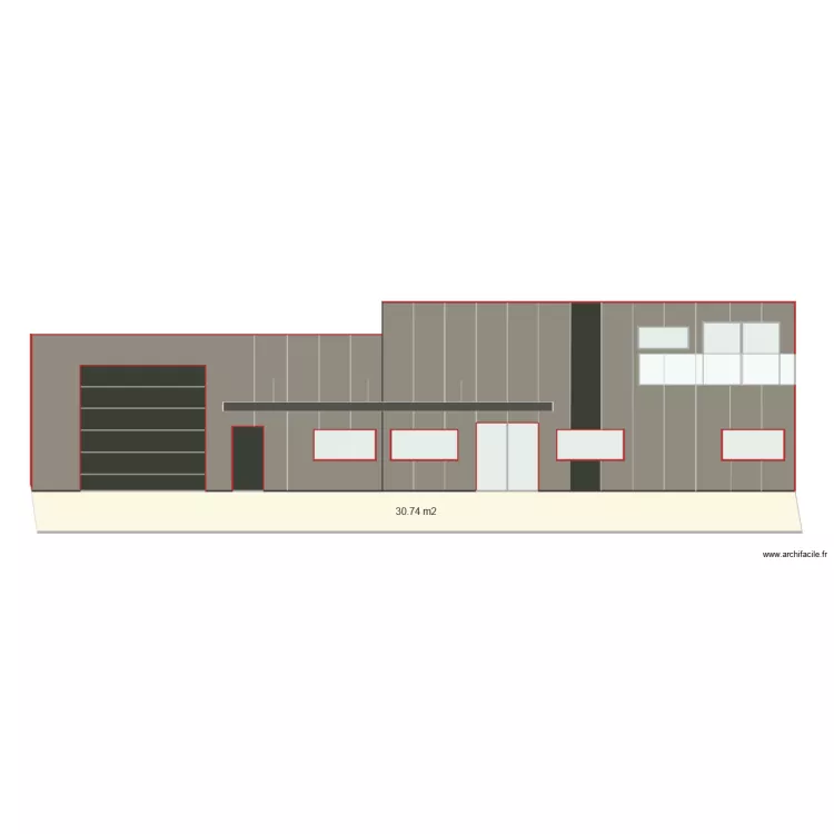 facade ESSAI gris. Plan de 