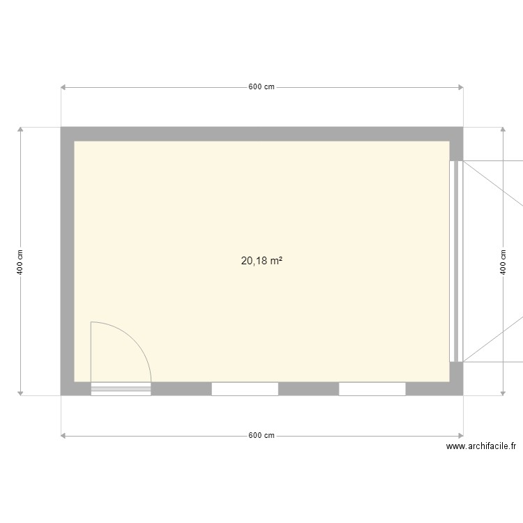 garage. Plan de 1 pièce et 20 m2