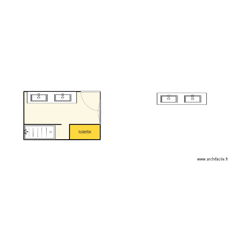 sdb maitre st souplet. Plan de 2 pièces et 6 m2