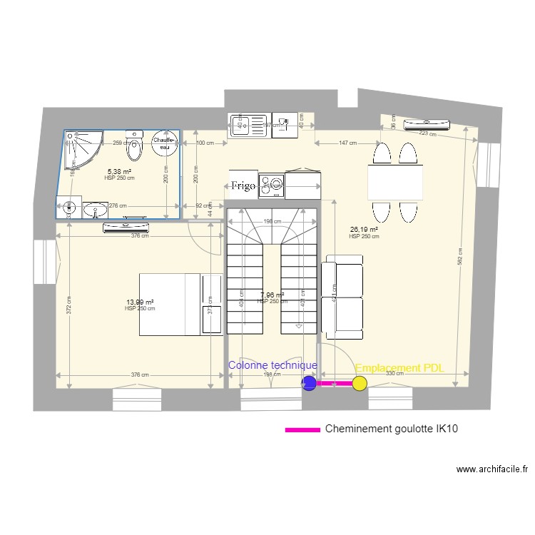 Malaucene R2 - ENEDIS. Plan de 4 pièces et 54 m2