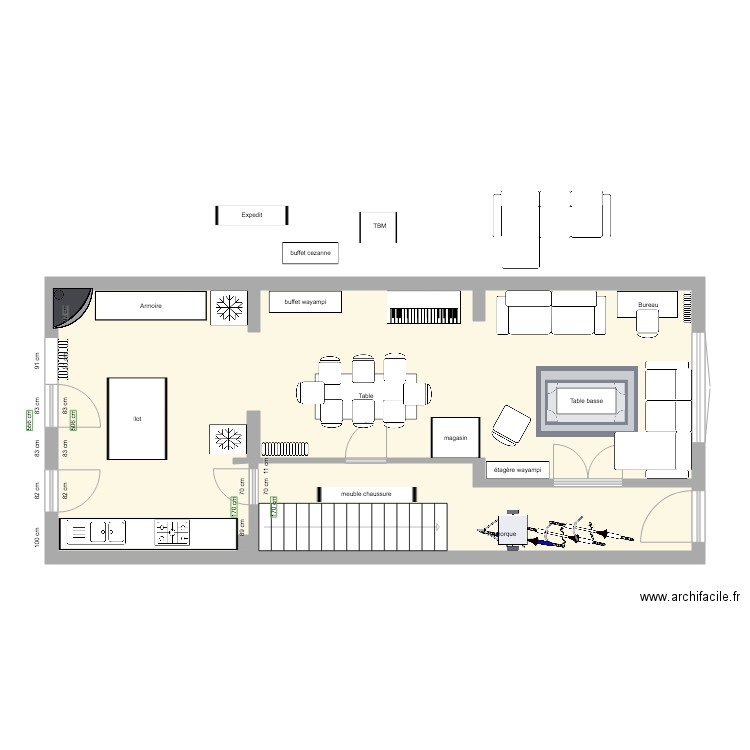 Plan RDC projeté 3 pièces. Plan de 0 pièce et 0 m2