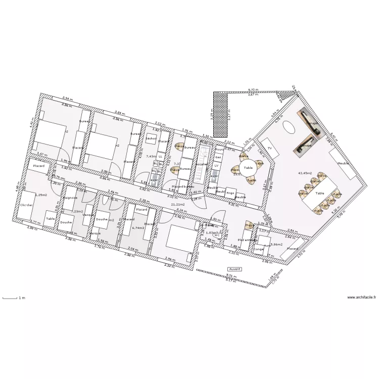 Plain-pied sur s-s - 3 ch., SdJ, bureau Sud, buanderie, cellier N. Plan de Plain-pied sur s-s - 3 ch., SdJ, bureau Sud, buanderie, cellier N. Plan de