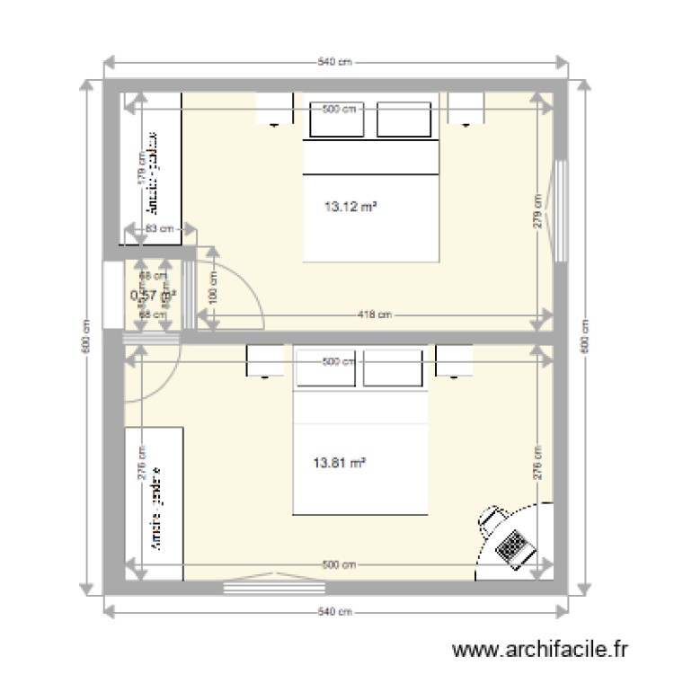 extension 2 chambres. Plan de 0 pièce et 0 m2