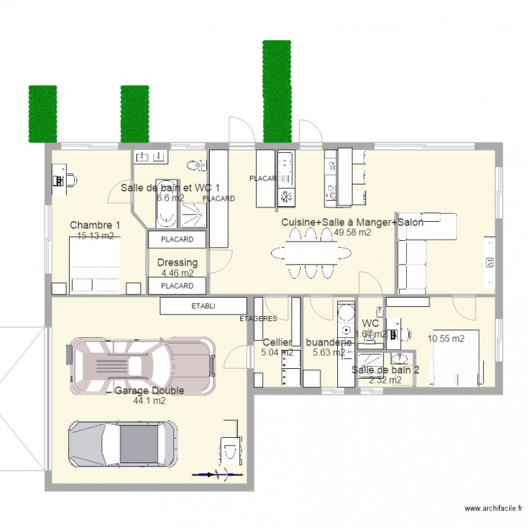 MAISON 101m2 Garage 44m. Plan de 0 pièce et 0 m2