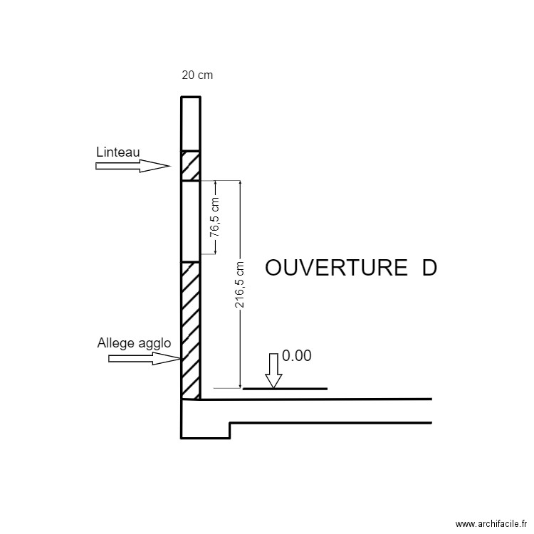 COUPE GRAND OUVERTURE D. Plan de 4 pièces et 1 m2