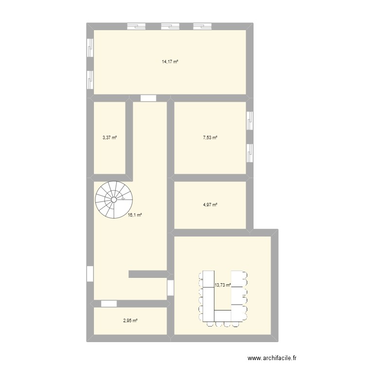 Plan du salon. Plan de 7 pièces et 63 m2